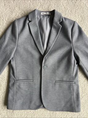 Zara Boys Light Blue Single-Button Notch Lapel Blazer Suit Jacket - size 9 years